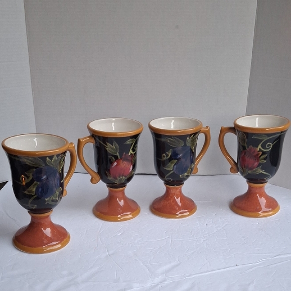 Handcrafted Floral Ceramic Mugs - Set of 4 - Picture 1 of 6
